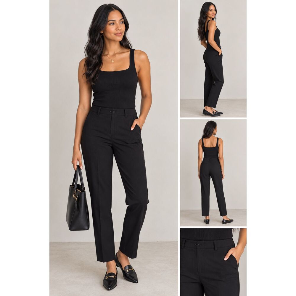 Sag Harbor Petite Black Dress Pants Size 8P Straight Leg Trouser